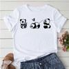 Aesthetics Cute Panda Print Women Basic Tees Cartoon Top O-Neck Simple Tee Short Sleeve T-Shirt Ladies Tees Graphic White Tshirt