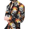 3D Skull Print Men's Long-sleeved Stretch Shirt Vacation Party Shirt