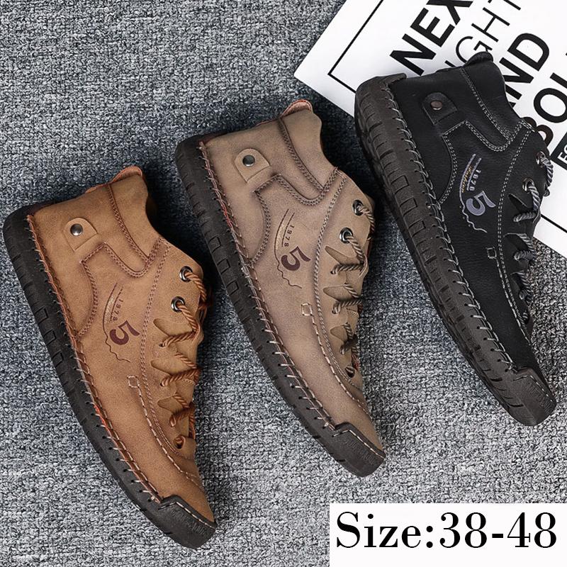 Men's Hand-made Super Fiber PU Rubber Soft Sole Lightweight Wear-resistant Non-slip Casual Shoes