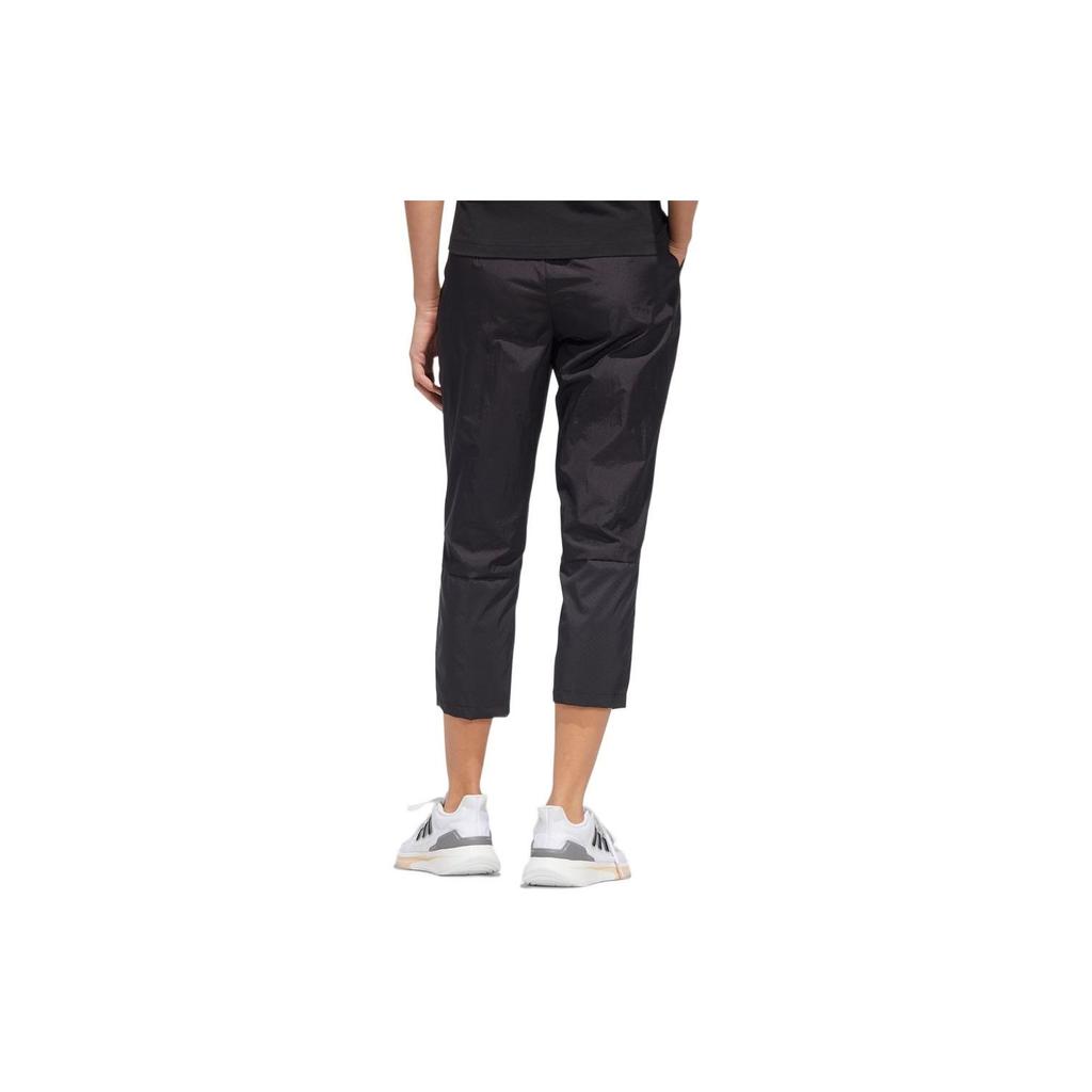 Adidas Solid Logo Micro Mark Cropped Sports Pants Women Bottoms Black HE9958