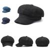 Back Closed Women Denim Beret Vintage Painter Cap Fashion Octagonal Caps  Unisex