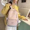 Color Blocked Fashionable Letter Pattern Student Backpack With Pendant Plush