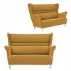 Zoja Scandinavian Wing Sofa, Non-extendable, Family Meble, Yellow, Gold