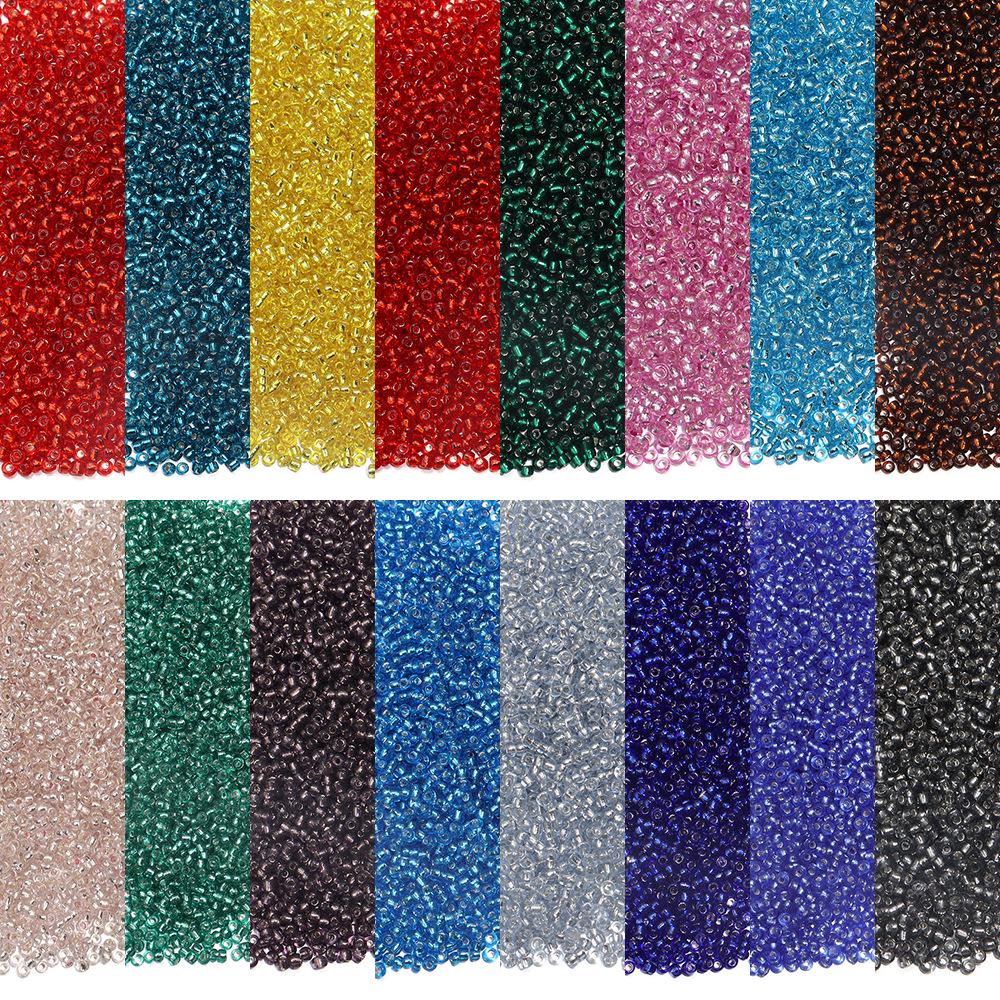 2mm Colored Transparent Silver Core Glass Seed Beads for DIY Jewelry Accessories