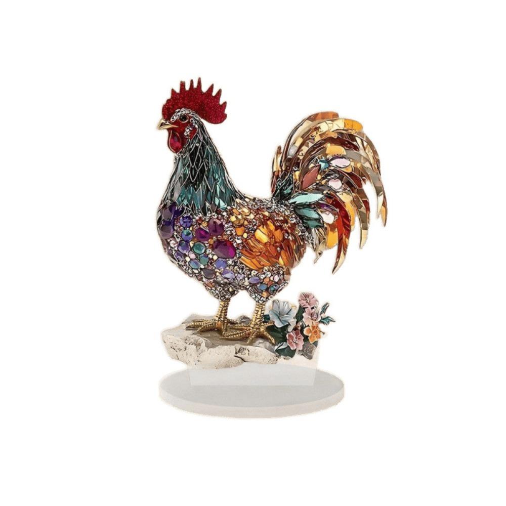 Acrylic Animal Statue Ornament 2D Flat Miniatures Figurine Sculpture Crafts Rooster Ornament Home