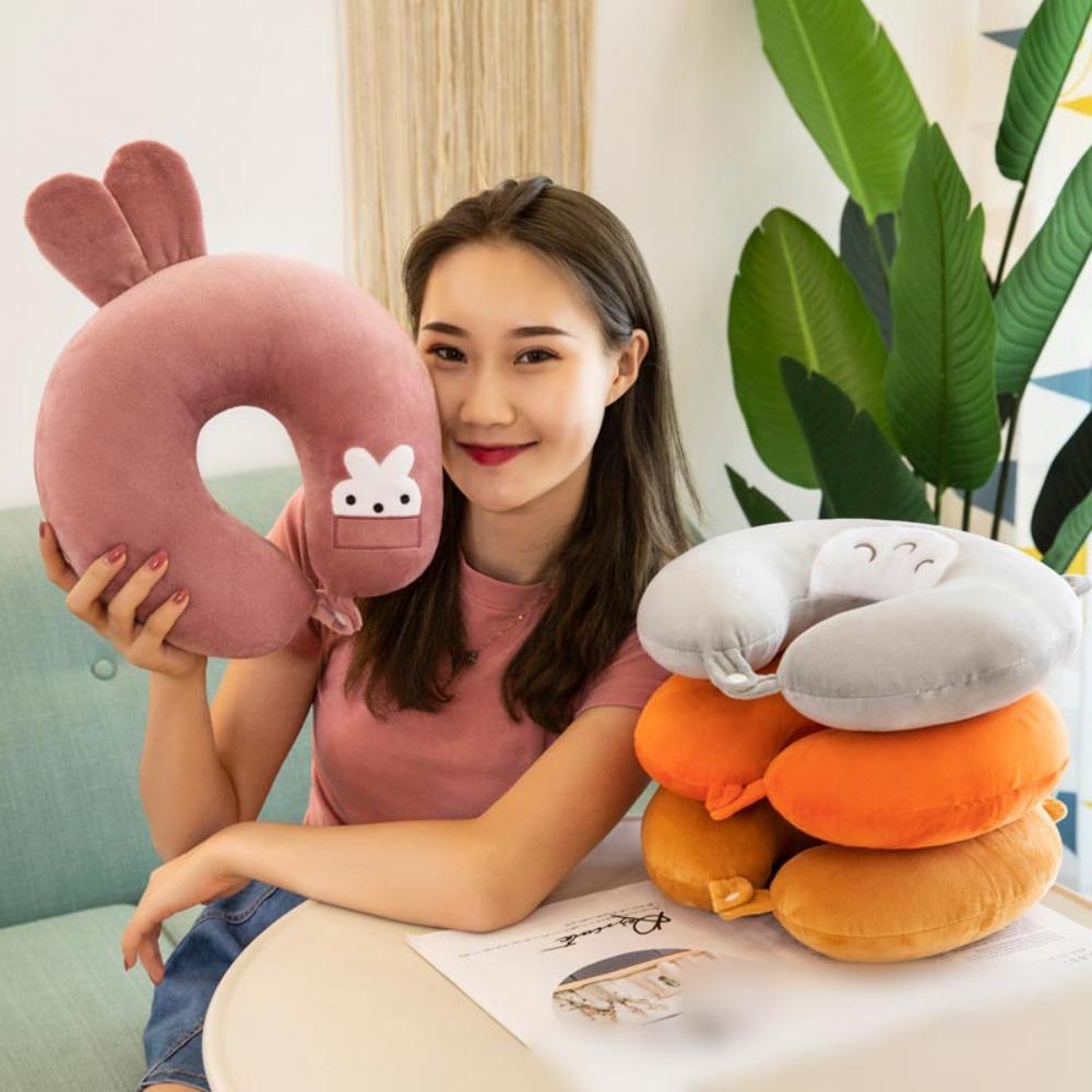 Portable Children Outdoor Travel Pillow Short Plush Flight Neck Pillow U-shaped Pillow