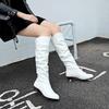 European Cross-Border Women's Mid-Calf Pleated Knight Boots - Round-Toe, Large Size, 2022 Autumn/Winter Collection