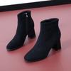 Heeled Ankle Boots for Women Autumn Winter Fleece-Lined Booties Trend 2025 Black Woman Short Shoes On Offer Large Size Warm Boot