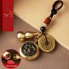 Pixiu Cinnabar Brass Keychain with Zodiac and Five Emperors Coins Pendant