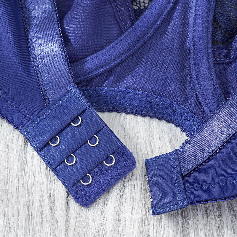 Sexy Ultra-thin Solid Color Lace Hollow Large Size Bra Gather Steel Ring Comfortable Underwear Adjustable Ladies Underwear 36BC-44BC