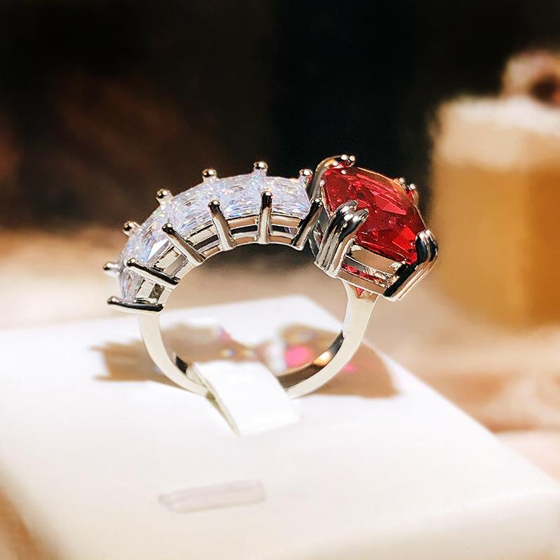 Personalized and Fashionable Colorful Zircon Ring for Women Temperament Open Ring