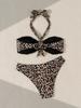 2024 Леопардовый принт Кружевная шнуровка Без бретелек Двусторонний Сексуальный купальник-бикини