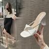 French Fashion High-heeled Sandals Women's Thick-heeled Outer Wear In Summer 2025 New Versatile Open-toed Crystal-heeled Cool Slippers