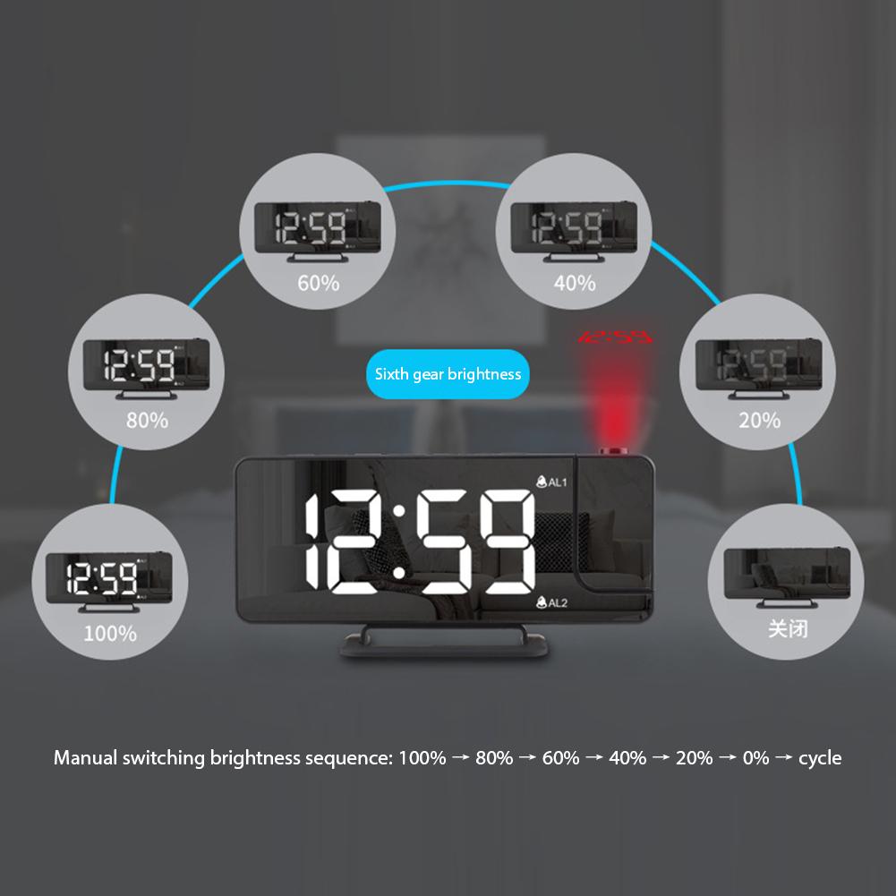 Creative LED Digital Vibration Alarm Clock Multifunctional Sound Vibration Bedside Mirror Clocks with Snooze USB