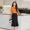 Fashion Suit Women's Spring and Autumn New Age-reducing and Thin Shirt Skirt Split-ended Dress Elegant Two-piece Set