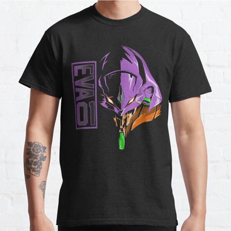 100% хлопок Neon Genesis Evangelion Ретро летние мужские футболки с принтом гитары повседневные мужские футболки