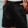 Women Shorts High Waist Adjustable Drawstring Cargo Shorts with Pockets Solid Color Summer Casual Shorts Daily Wear