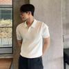 Men's Summer Slim Fit Polo Shirt - Korean Style, Turn-Down Collar, Solid Color, Casual Thin Knit