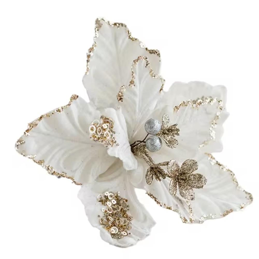 Simulation Christmas Glitter Flower 22cm Christmas Tree Decorations Home Xmas Decoration