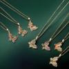 Niche Design Jewelry Colored Zircon Butterfly Collarbone Chain Trendy Zircon Pendant Necklace Women'S Simple Accessories