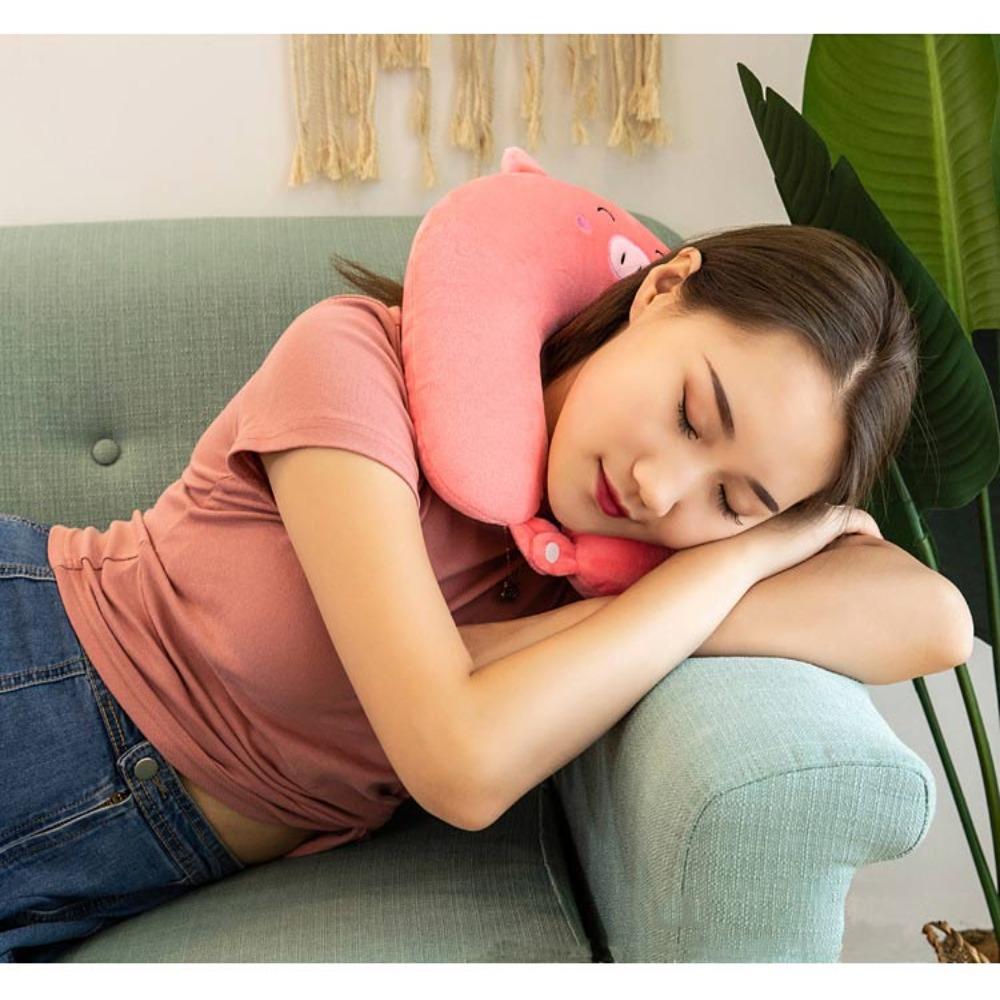 Portable Children Outdoor Travel Pillow Short Plush Flight Neck Pillow U-shaped Pillow