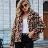 3 Autumn and Winter Plush Suit Collar Imitation Fur Leopard Print Jacket Women's Wool Long-sleeved Fluffy Jacket