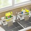 Space Saving Kitchen Sink Dish Rack Sponge Holder Water Drain Basket Countertop Storage Organizer for Cleaning Supplies