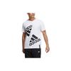 Contrast Large Logo Print Sports Fitness Round Neck Short Sleeve T-Shirt Men Tops White HE7410
