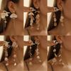 Metal Engraving Crow's Feet Imitation Pearl Chain Blowing In The Wind European and American Women's Earrings
