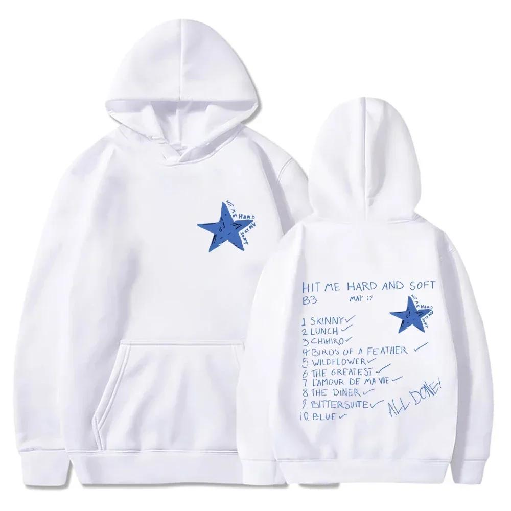 Billie Hit Me Hard and Soft Printed Hoodie Men's Women's Hip Hop Hooded Sweatshirts Fleece Casual Oversized Pullovers