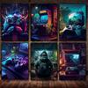 Game Art Canvas Printmaking Punk Explosion Controller Poster Game Controller Arcade Game Wall Art Esports