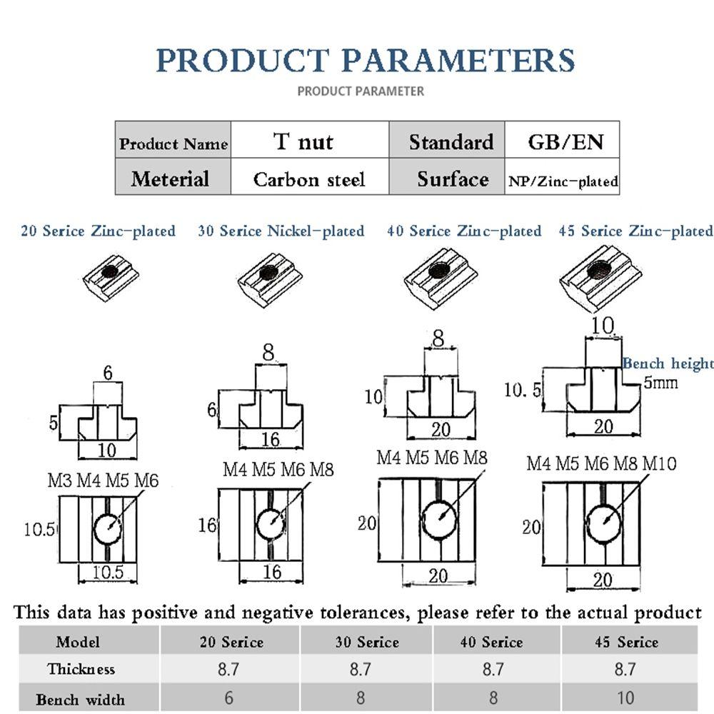 M3 M4 M5 M6 Aluminum Profile T-Track Sliding T Block Hammer Nut For Fastener T Slot Nut Nuts
