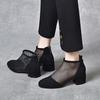 Round Head Mesh Single Shoes Women's 2024 European and American Style Black Mesh Shoes Two Kinds of Height Fashion Shoes Simple Temperament High Heels