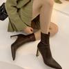 Fashion 2025 Spring Pointed Toe Women Modern Ankle Boots Fashion Soft Leather Short Booties Concise High Heels Shoes