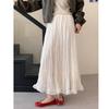 French Gentle Wind Ruffle Leaf Edge Mesh Skirt Women's Summer Long Pleated Thin Lazy Holiday Style A-word Skirt