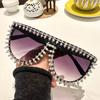 Rhinestone Shine Design Sunglasses Fashion One-Piece Frame Women Grey Sun Glasses Trendy Decoration Shades for Party