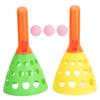 Pop and Catch Ball Game Kindergarten Outdoor Parent Child Launching Catch Ball Toy Set Yellow and
