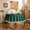 Textured Round Tablecloth with Tassel - Waterproof Spill Proof Table Cover for Kitchen Dining Tabletop Decoration