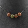 Stones and Minerals. 4 Unakite 8mm Beads Necklace Stainless Steel Chain Necklace for Women, Men. Customizable Size.