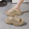 New High Heel 9 Cm Platform Slipper Women Summer Height Increasing Shoes Girl New Chunky Sole Slides Woman Wavy Pattern Slippers