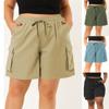 Women Casual Elastic Waist Shorts Summer Drawstring High Waisted Shorts With Pockets Outdoor Sport