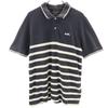 Border Pattern Short Sleeve Polo Shirt L Charcoal Navy C3121 Men's Used