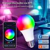 Uya Bluetooth Smart LED Light Bulbs E27 220V 9W 15W 18W RGB Light Bulbs APP Control Dimmable Timer For Home Bedroom Decoration
