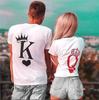 Heart Crown K Q Print Couple T Shirt Lovers Short Sleeve O Neck Loose Tshirt Fashion Woman Man Tee Shirt Tops Clothes