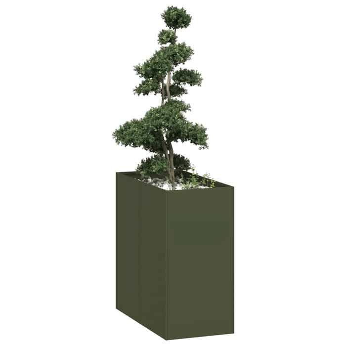 VidaXL Planter Olive Green 40x80x80 Cm Steel, Flower Pot, Plant Stand, Raised Bed, Planter Stand, Trough 860776
