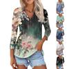 Women's Summer Fashion Casual Print V-Neck Three Quarter Sleeve Shirt Top