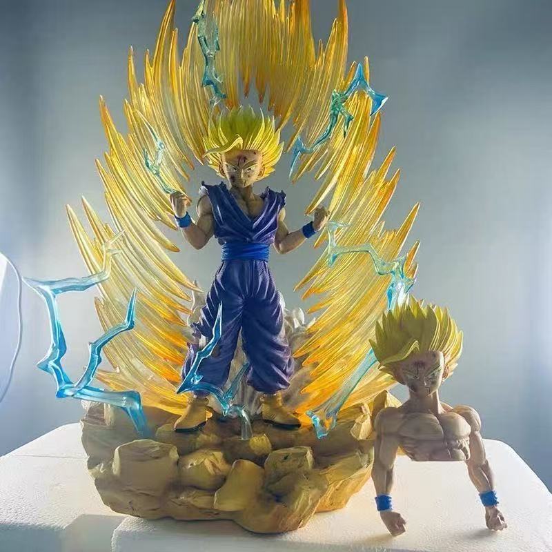 Jt Statue Drogan Boll Z Son Gohan Figure Replaceable Heads Led Base Super Saiyan Gohan Action Figures Collection Mode Toys Gifts