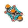 Natural Tibetan Turquoise, Coral Gemstone Jewelry Ring Size Adjustable P6g27