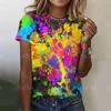 Colorful Splash 3D Painting Women's Summer Y2K Street Fashion Casual Style Comfortable Breathable Short Sleeve T-Shirts