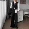 Men Sleeveless Gentleman Buttons Vest Waistcoat And Long Wide Legs Pants Oversized Sets